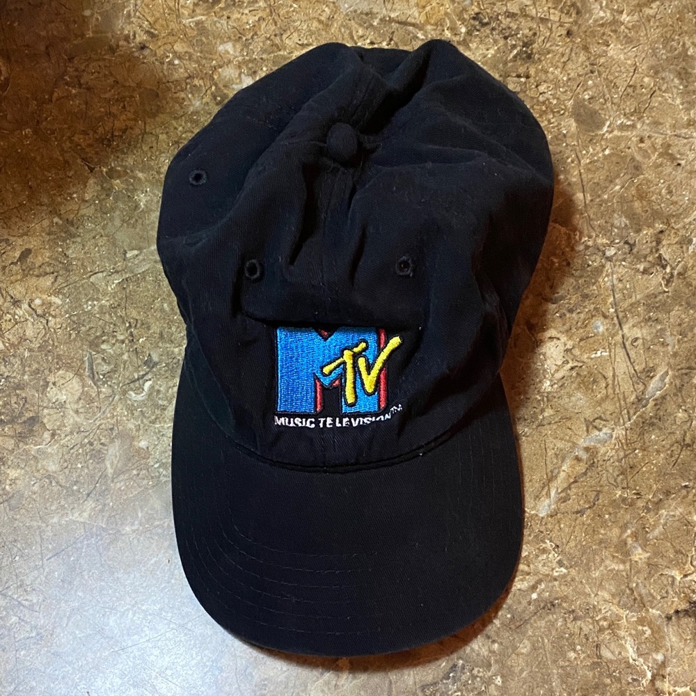 MTV Black Cap with Multicolor Embroidered Logo